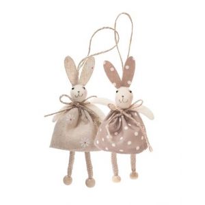 Zawieszka futerkowa dpCraft Króliki z płótna 13cm, 1szt
